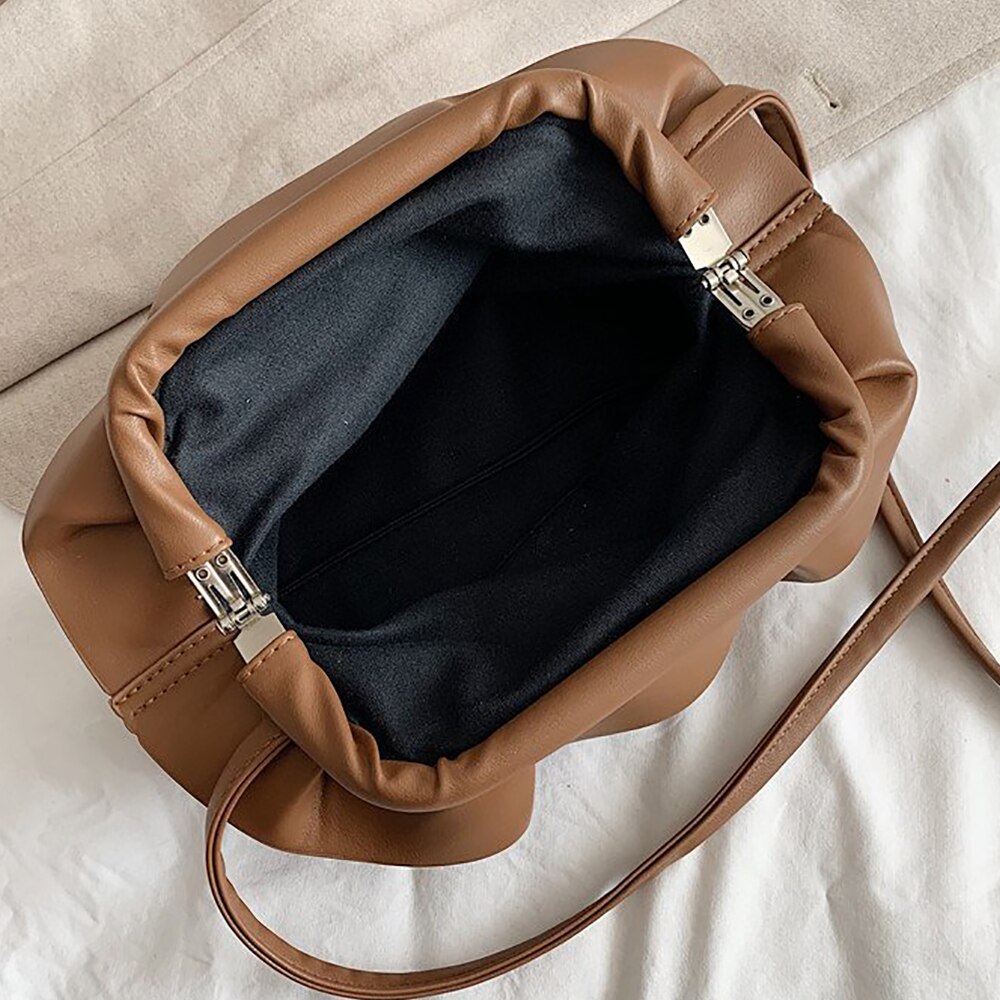 Shoulder Bag Small Women Crossbody Bag PU Leather Ladies Youth Girl Daily Bag Brown Simple Solid Color Wild