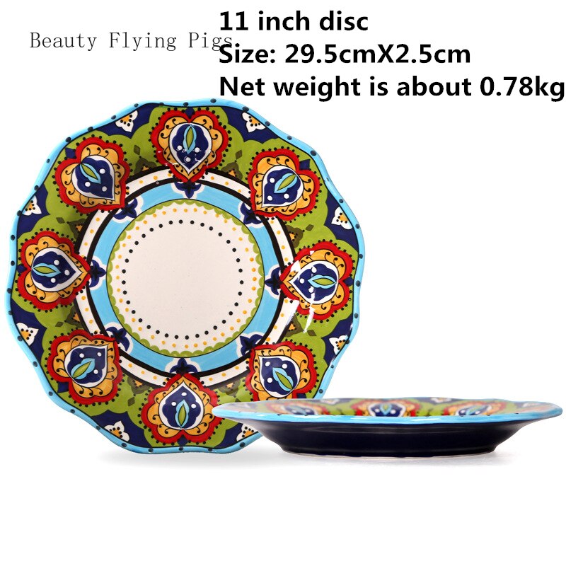 hand-painted ceramics Western dish bowl set plate glaze color personality ceramic tableware personality