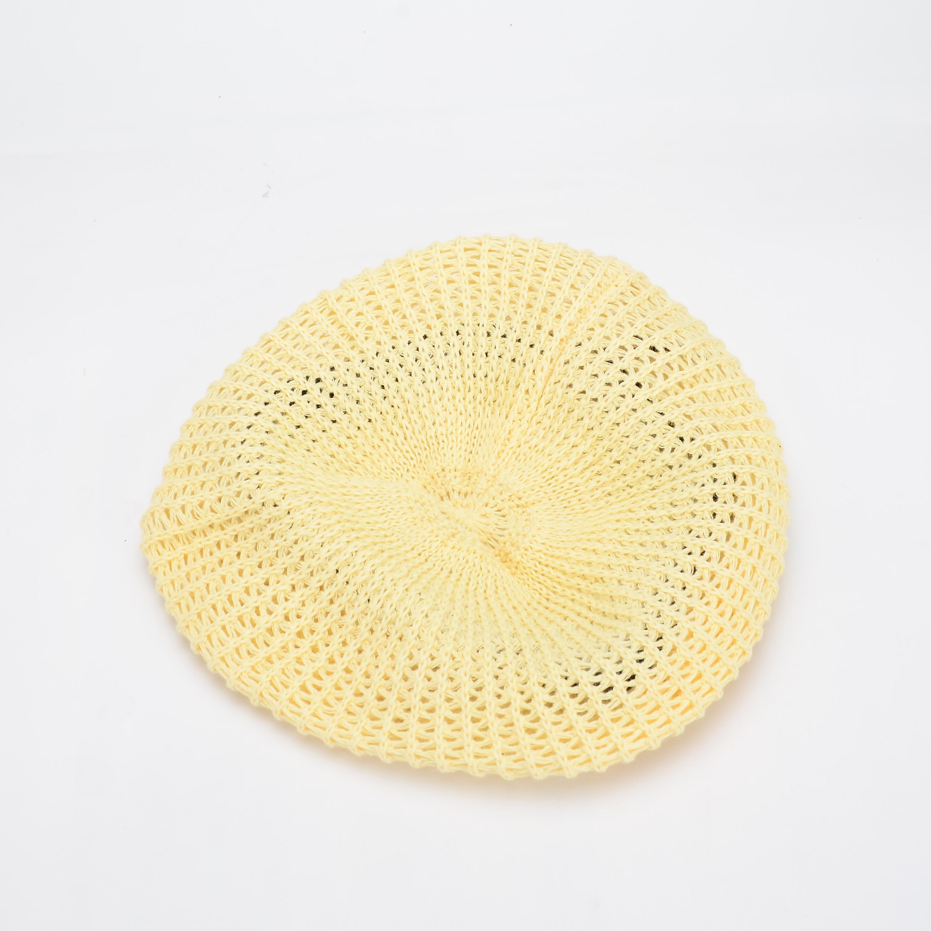 COKK-boinas francesas de punto hechas a mano para mujer, boinas negras huecas, transpirables, sombrero de pintor, boinas para estudiantes: Yellow