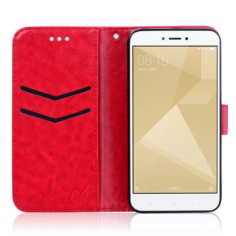 Luxe Case Voor Xiaomi Redmi 4X Lederen Portemonnee Flip Case Voor Xiaomi Redmi 4X 4 X Volledige Cover Visitekaartje slots Coque Telefoon Case