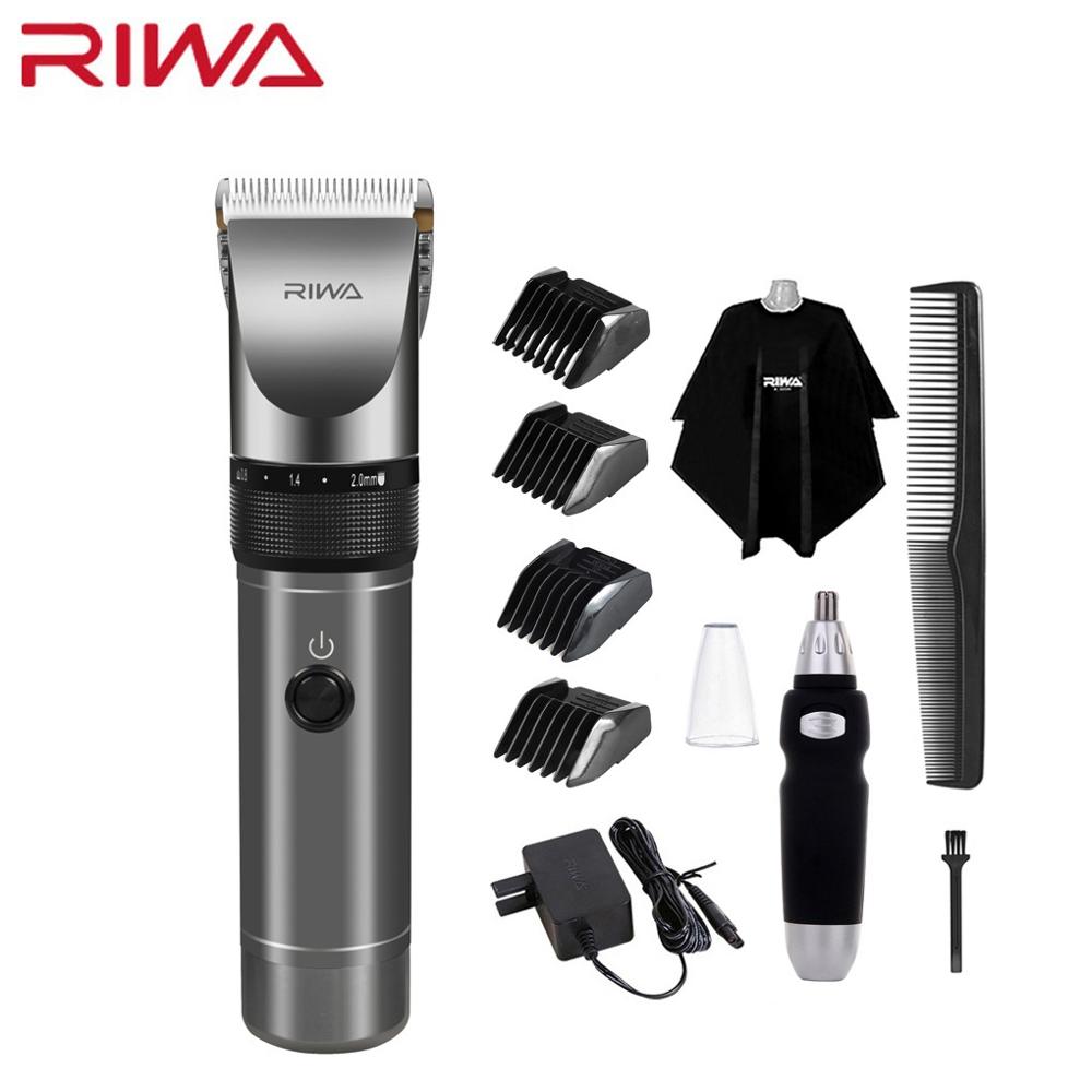 Riwa, cortadora de pelo , 2000mAh, batería de litio, aluminio, 100-240V, cabello X9 Máquina para cortar, cortadora de pelo, afeitadora de pelo: With Nose Trimmer 2
