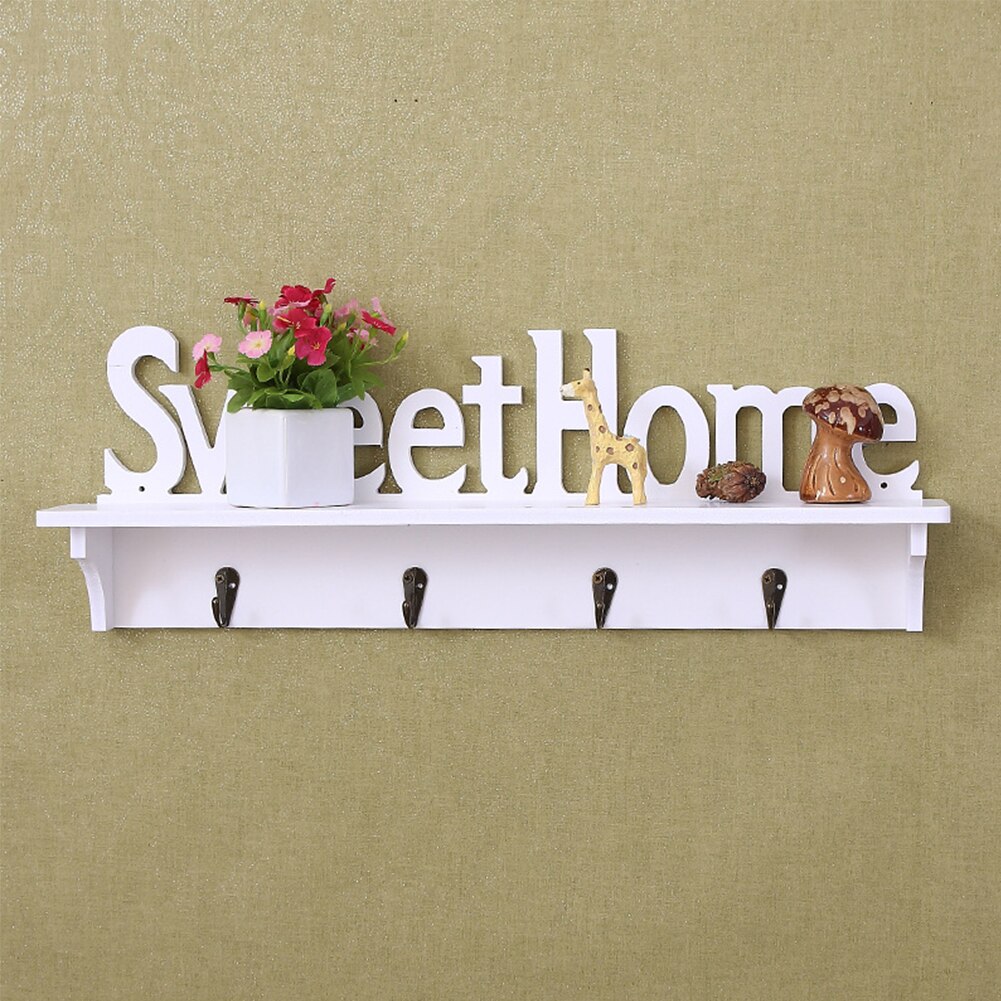Muur Plank Display Houten Opknoping Kapstok Met Haak Muur Decor Wit Engels Alfabet Drijvende Planken Opslag Goederen 1 Set