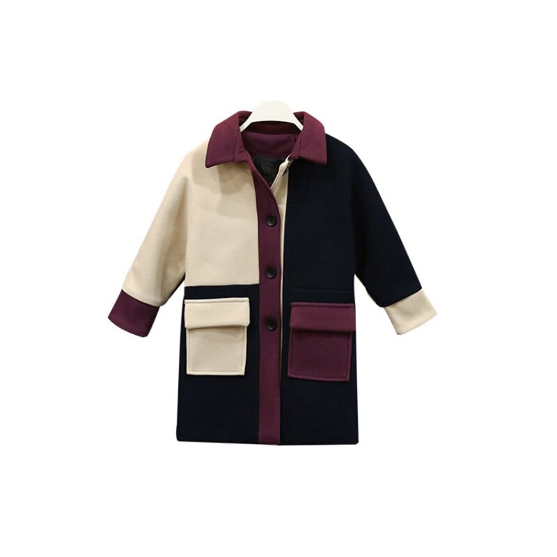 Autumn Winter Long Wool Coat for Girls Teenager Jacket Clothing Outfit Girl Wool Blends Outerwear Kids Thick Warm Outerwear Coat