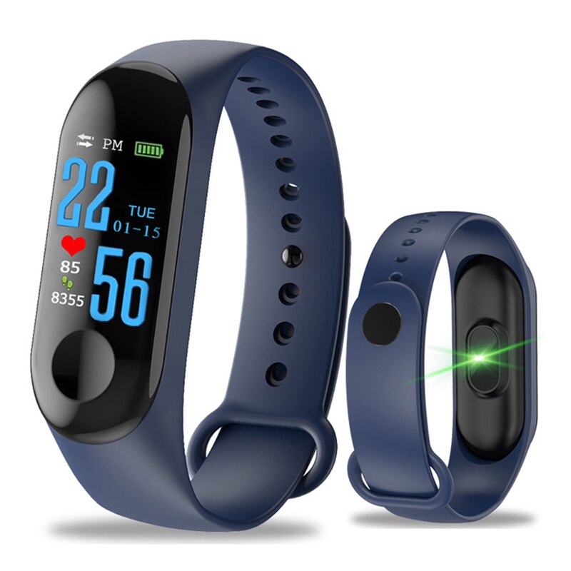 M3 Smart Bracelet Pedometer frequenza cardiaca pressione sanguigna salute Smart Watch impermeabile M3 Bluetooth Watch Wristband Fitness Tracker: blue