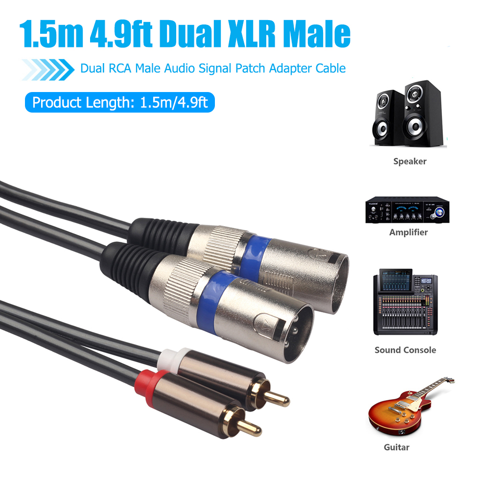 Dual RCA to Dual XLR 3Pin Male Audio Adapter Cable... – Grandado