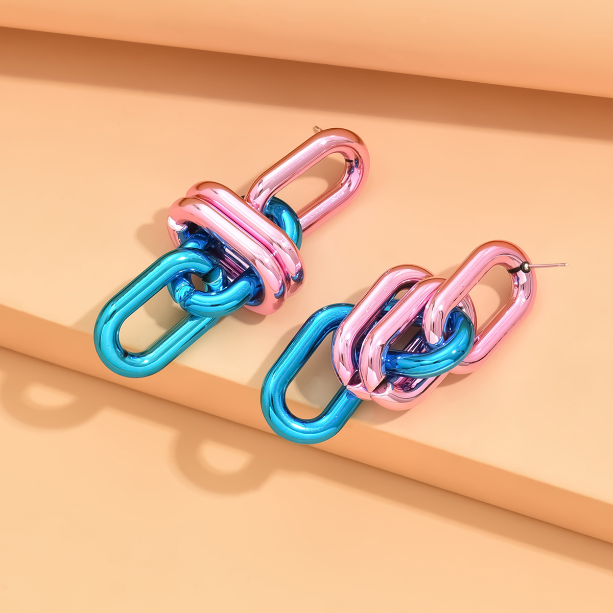 Pendientes largos de cadena geométrica acrílica Vintage para mujer, aretes colgantes verdes metálicos Punk, joyería y2k 2023