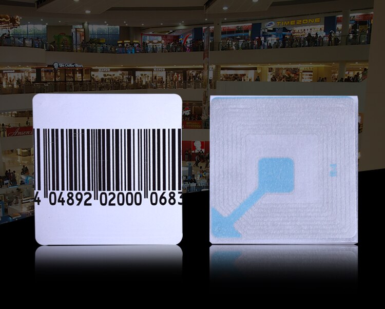 1000pcs/roll RF 8.2Mhz EAS Soft Label 4x4cm with Barcode,rf Anti Theft Sticker,Supermarket Retail Store Security Alarm Label