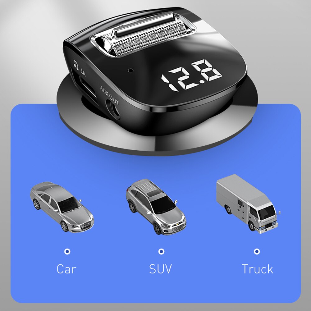 F40 FM Transmitter Wireless Modulator Bluetooth 5.0 AUX-out Handsfree Car Kit U Disk MP3 Player Dual USB Charger