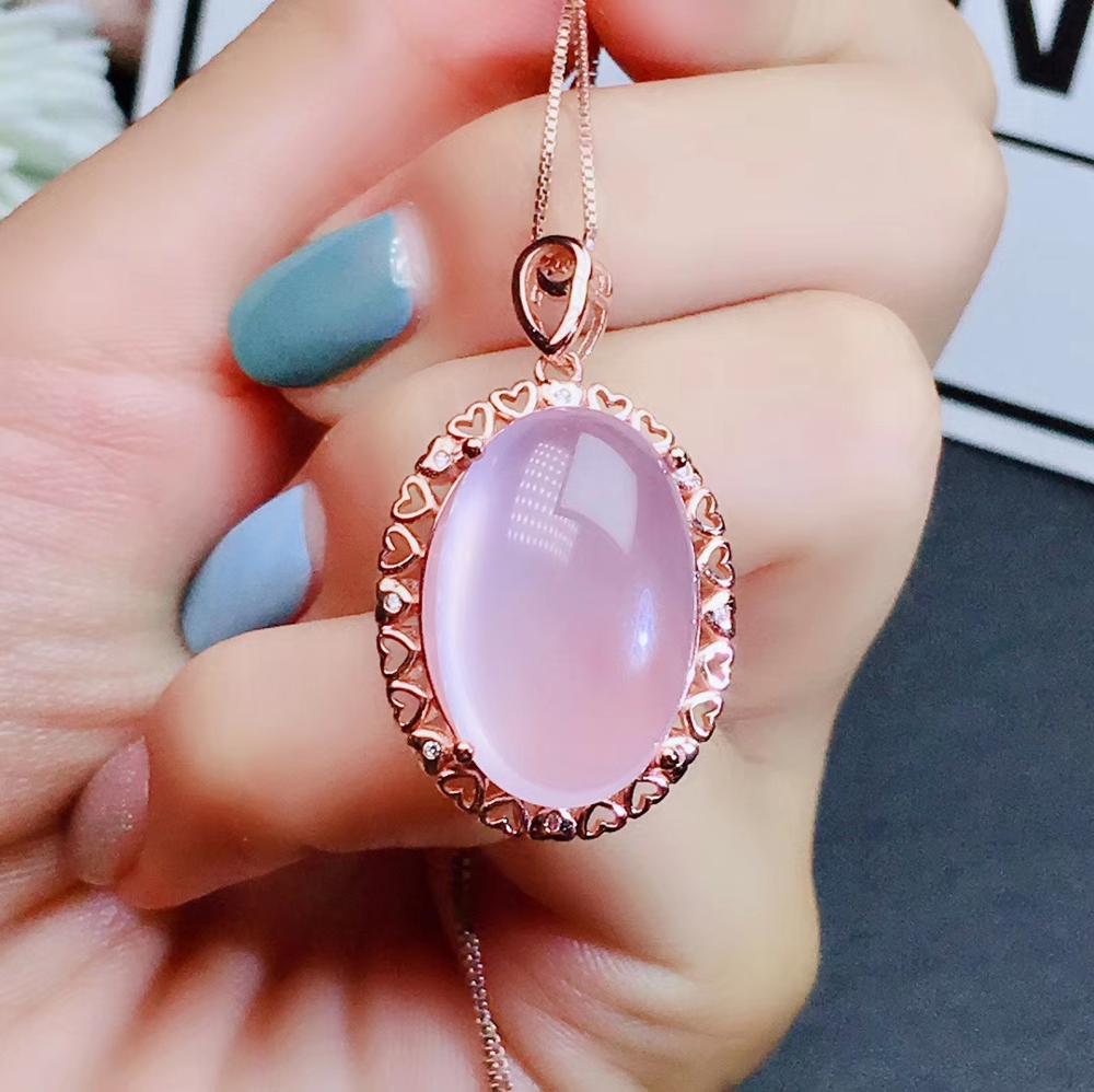 KJJEAXCMY Gioielleria Raffinata 925 sterlina argento intarsiato naturale Quarzo rosa Femminile impostato anello ciondolo popolare supporto di Rilevamento