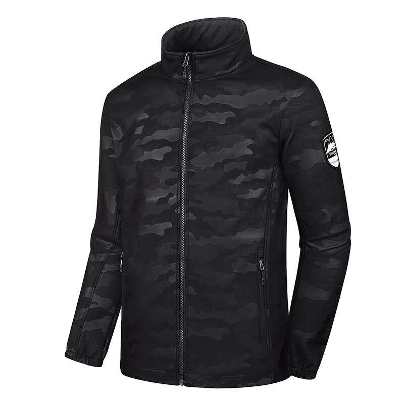 Soft shell clothing autumn and winter thickening men's outdoor leisure fleece: Black / XL