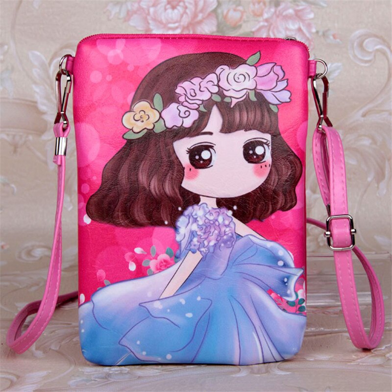 PU Cute Bao Bao Girls Cartoon Leather Shoulder Bag Female Purse Mini Crossbody Bags For Women Girl 18.5*12.5CM: B