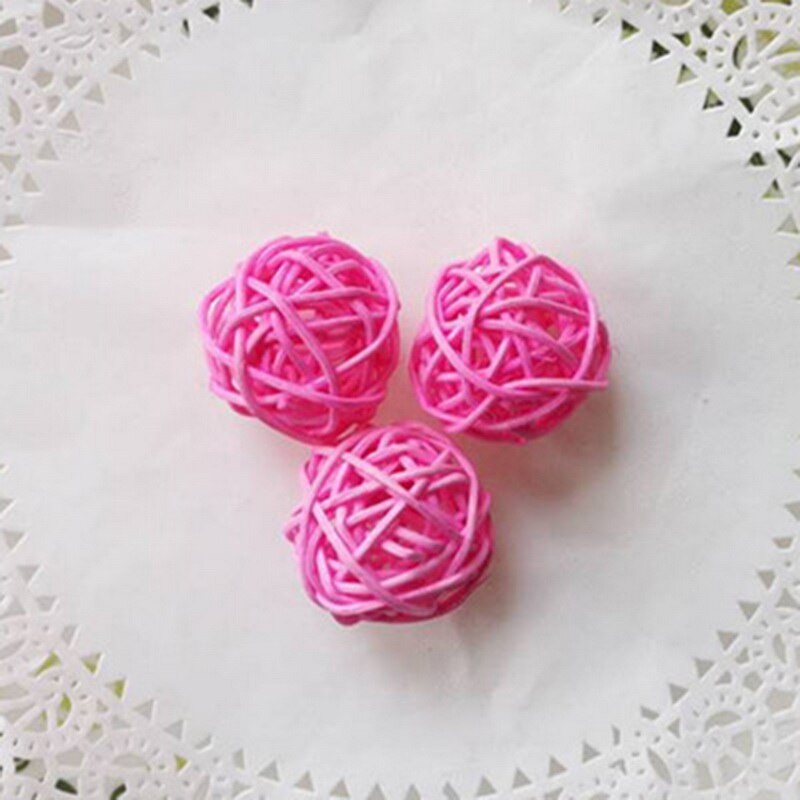 20pcs 3cm Multicolor Sepak Takraw Rattan Ball Birthday Party Decor Wedding Decorations Christmas Home Craft Ornament Baby Toys: Pink