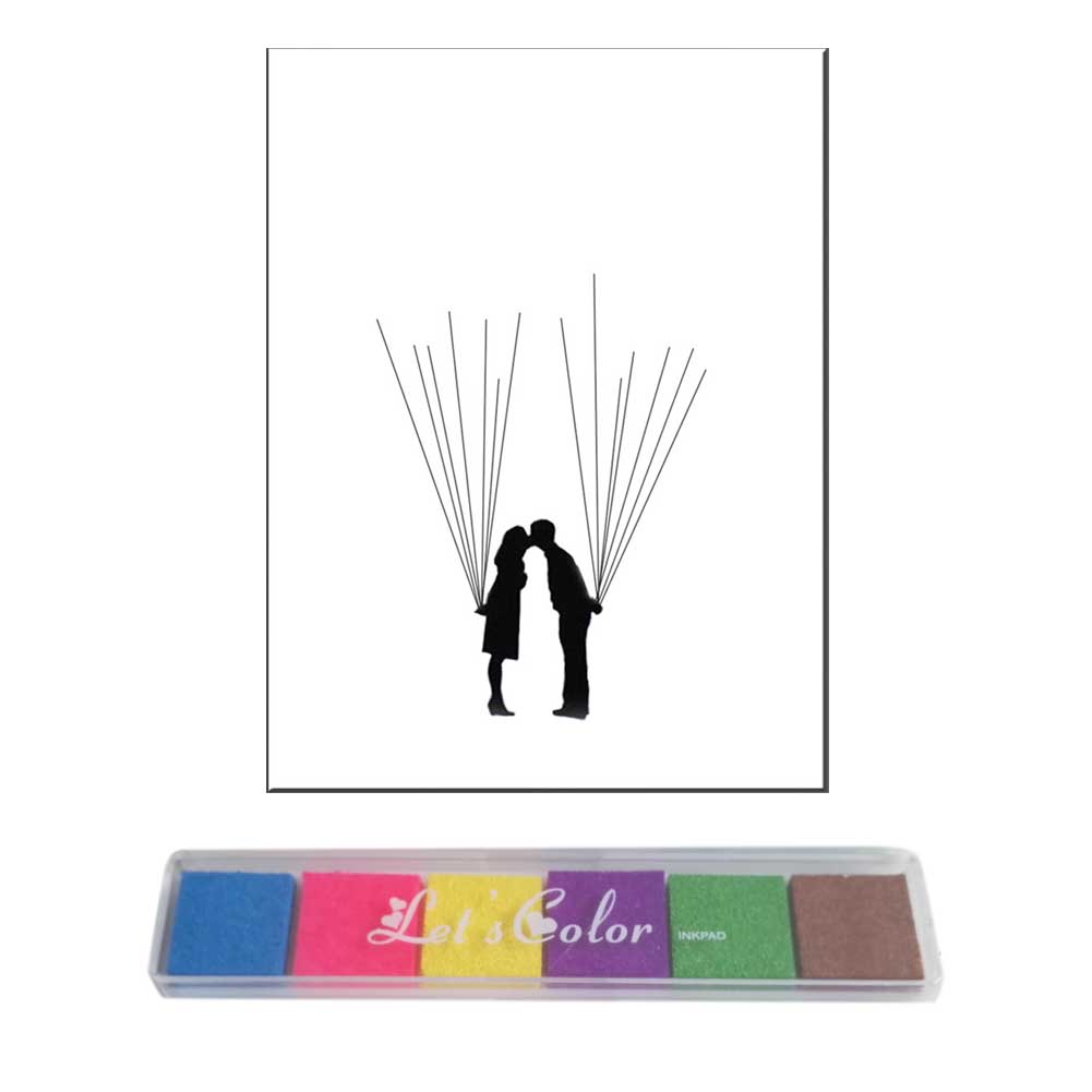 Firma Del Regalo Del Partito di Impronte Digitali Albero Della Decorazione Della Parete della Tela di canapa Baciare Le Coppie nozze Guestbook Pittura FAI DA TE Romantico Anniversario