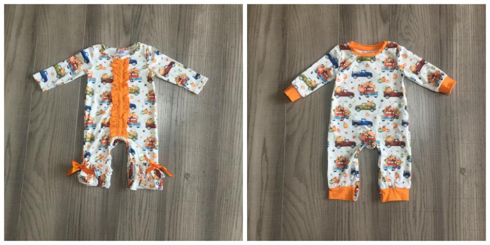 Girlymax ação de graças outono/inverno saltar terno bebê meninas meninos caminhão abóbora boutique roupas infantil algodão tutu macacão da criança