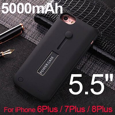 3500 mah/5000 mah magro ultra fino caso da bateria para o iphone 8 7 6s power bank carregador de backup caso para iphone 6s 7 8 plus + suporte: Black 6P 6SP 7P 8P