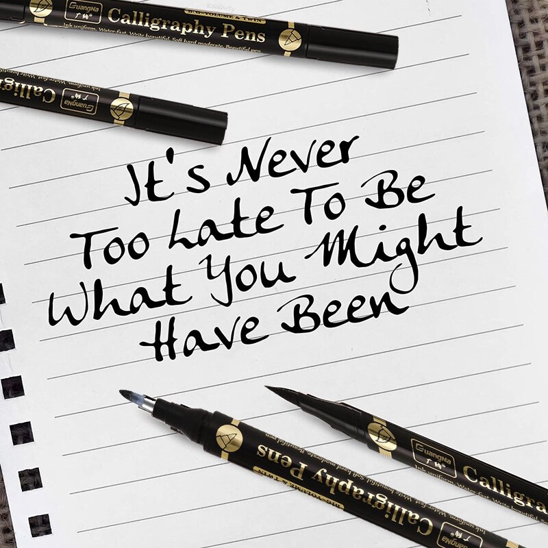 3/6PCS Dual Tip Pen Black Calligraphy Brush Pen Lettering Pens Art Marker White Pen for Beginners Writing Sketches Art Drawings