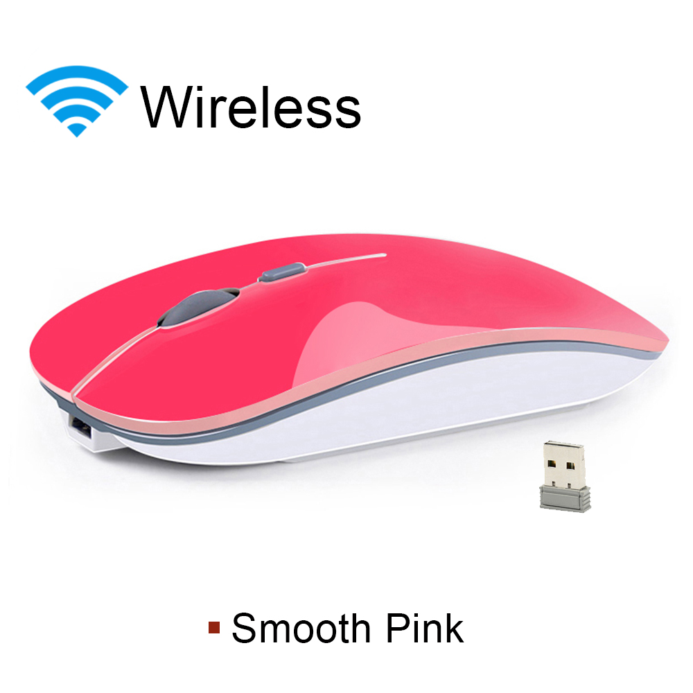 Draadloze Muis Bluetooth Muis Oplaadbare Slient Computer Muis 2.4Ghz Draadloze Ergonomische Mause Usb Optische Muizen Voor Pc Loptop: 2.4G Smooth Pink