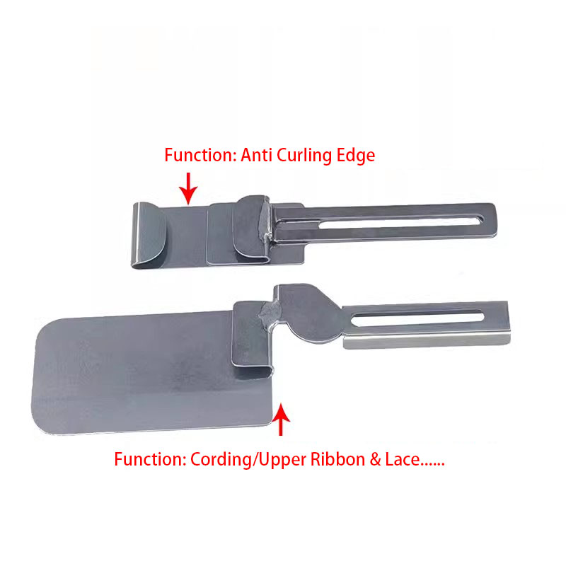 Multifunktionsmåler/installationsbeslag + sømguide, sømguide, sysæt til industriel overlock-symaskine med antirullefunktion