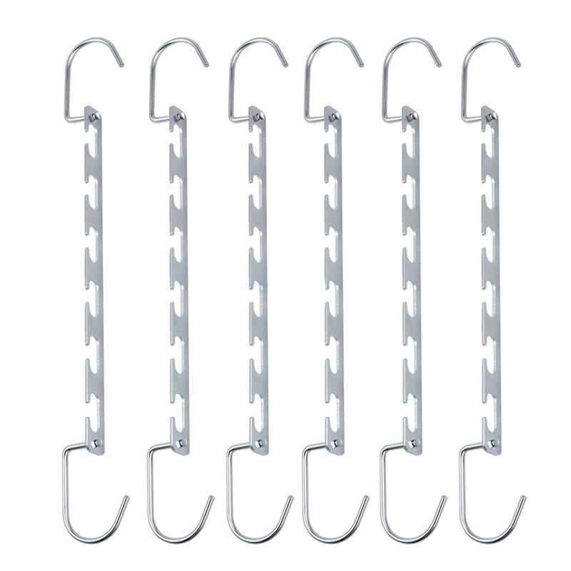 6 stuks Multi-poort Ondersteuning Kleerhanger Multifunctionele Droogrek Metalen Hangers Organizer Storage Rack voor Ruimtebesparend