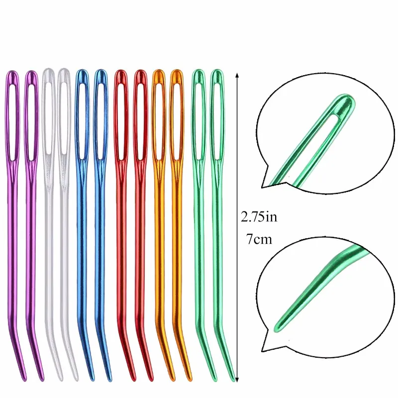 10pcs Yarn Knitting Needles Tapestry Large Eye Curved Tip Needles Sewing Pins Set DIY Household Sewing Tools