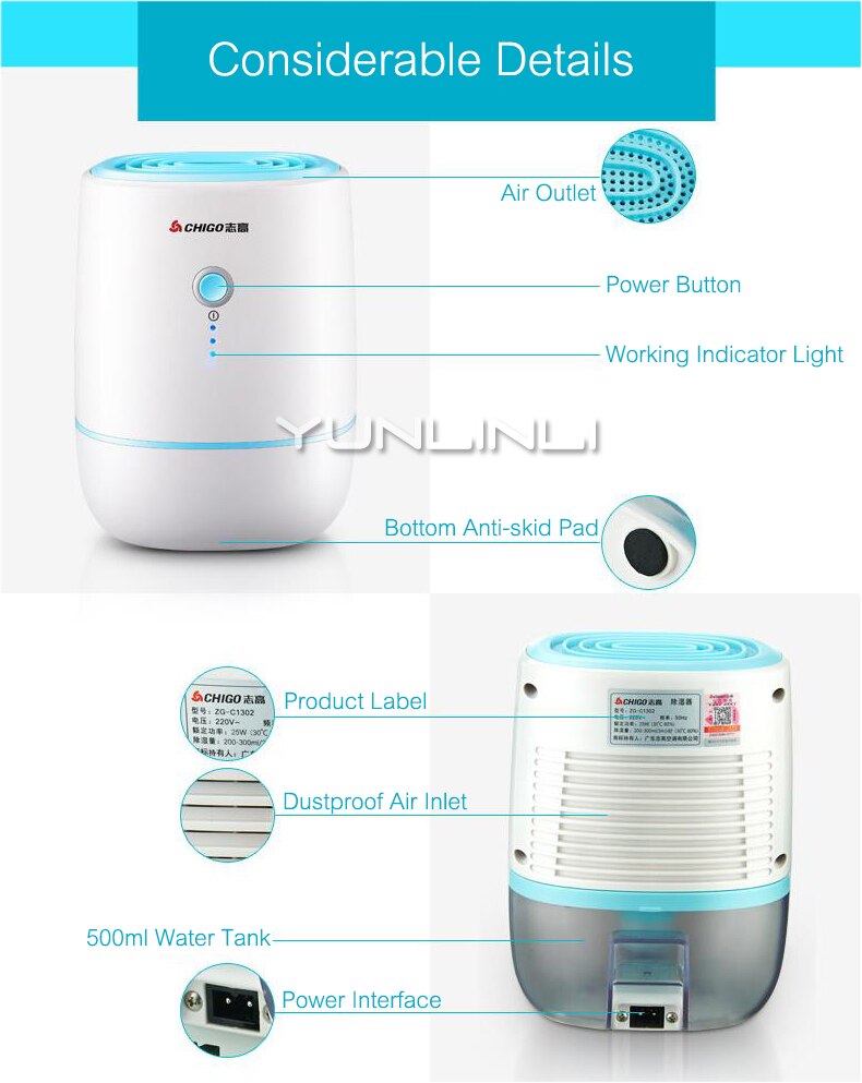 Mini Luftentfeuchter Haushalt Stumm Luftentfeuchter Schlafzimmer Feuchtigkeit Maschine Luft Trockner Luftreiniger ZG-C1302