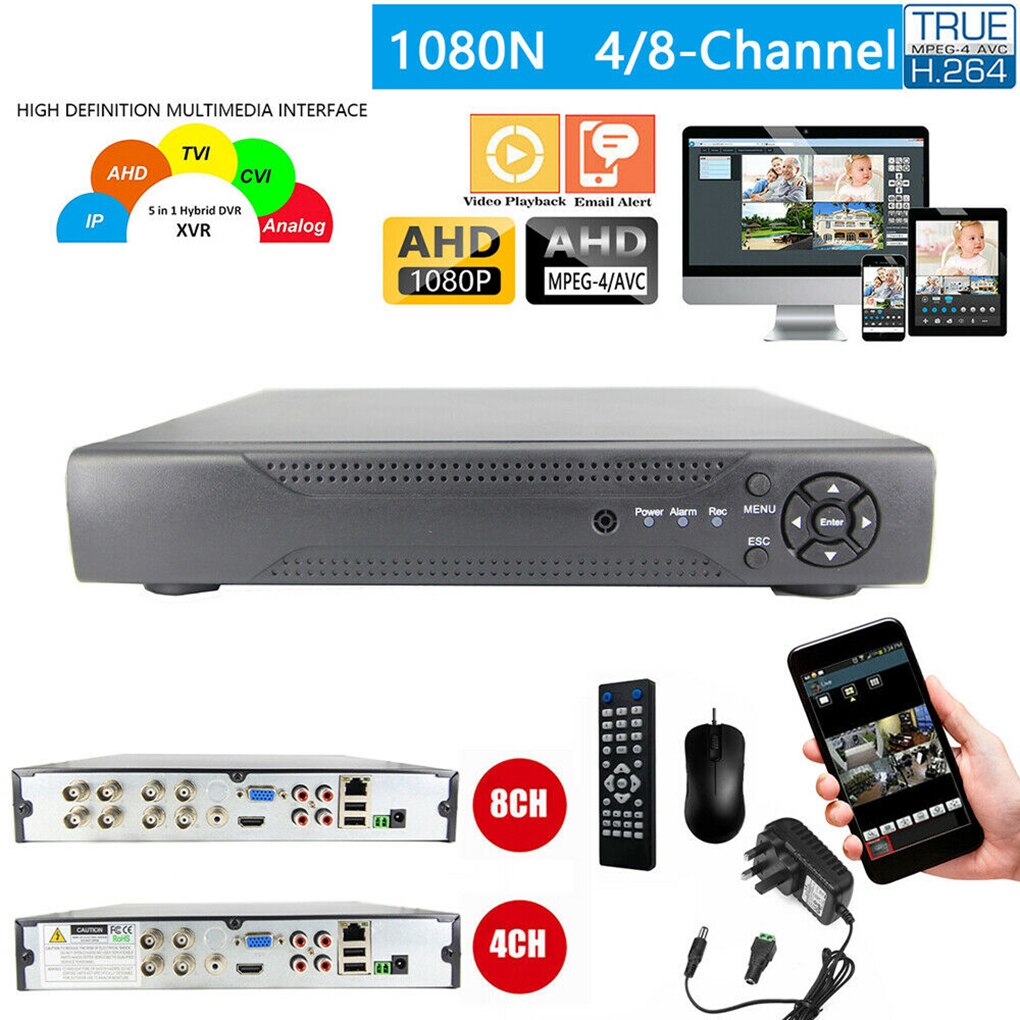 4/8 canaux Smart CCTV DVR AHD 1080P enregistreur vidéo P2P HD 720P VGA HD BNC DVR enregistreur numérique prise ue/états-unis/royaume-uni/AU