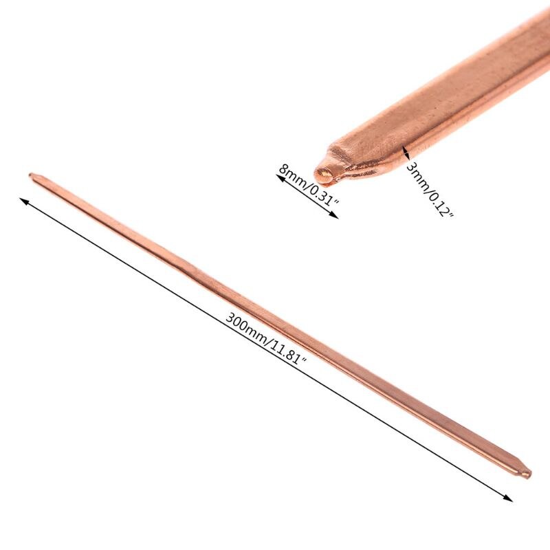 150mm/200mm/250mm/300mm Pure Copper Tube Tubing For Computer Laptop Cooling Notebook Heat Pipe Flat or Round: 300x8x3mm