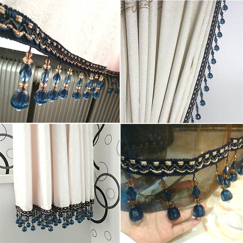 1M Kristal Kralen Gordijn Fringe Kant Kwastje Trim Wide Lint Naaien Ambachtelijke Elegante