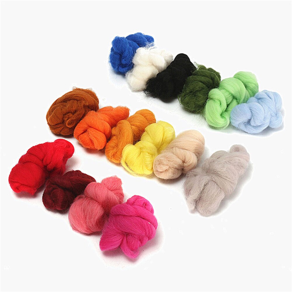 36 kleuren wollen rovingvezels wollen garen roving voor naaldvilten hand spinnen diy