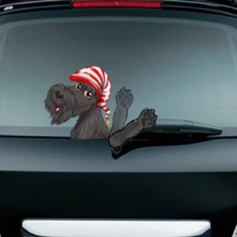 Joylive auto ruitenwisser stickers voor autoproducten auto stickers en decals labrador hond zwaaiende ruitenwisser stickers: Schnauzer hond
