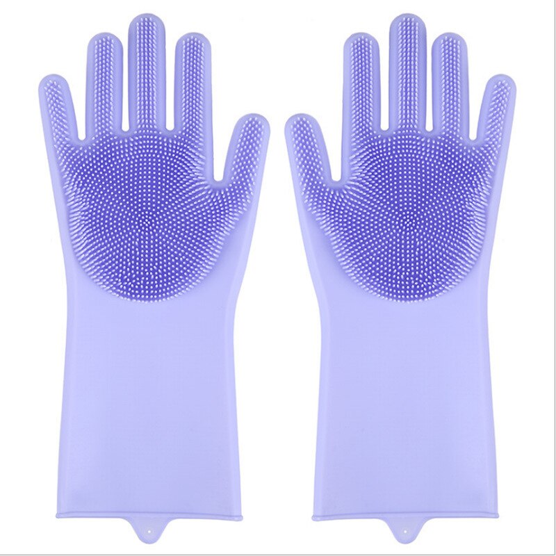 5 color 1/2 pairs Silicone Dishwashing Gloves Magic Multifunction Cleaning Gloves Sponge Rubber Scrub Gloves Kitchen Tool: C-1 pair