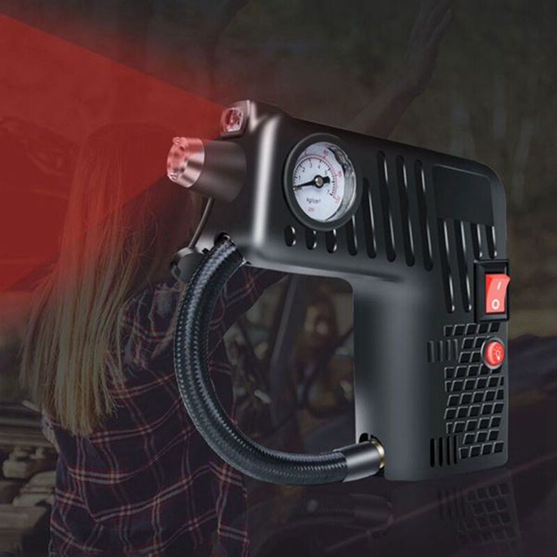 Draagbare Bandenpomp - Snoerloze 12V Compressor met LED Licht voor Auto's & Motoren