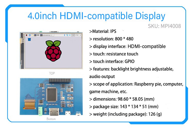 [Serie] 3.5 Inch/4 Inch/5 Inch/7 Inch Raspberry Pi 4th Generatie Resistive/capacitieve Touchscreen