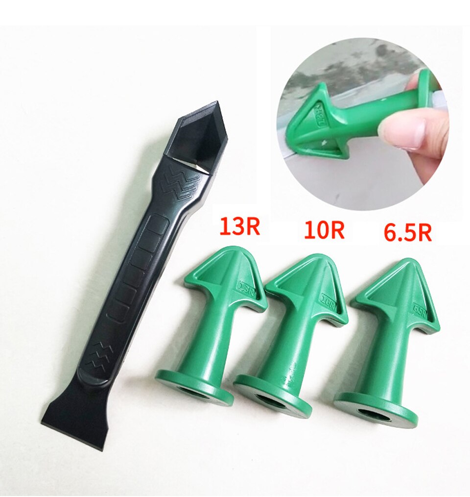 Caulk Finishing Tool Kit Glue Nozzle Scraper Caulking Grouting Sealant Finishing Clean Remover Tool 3pcs Caulk Nozzle & Scraper: Green