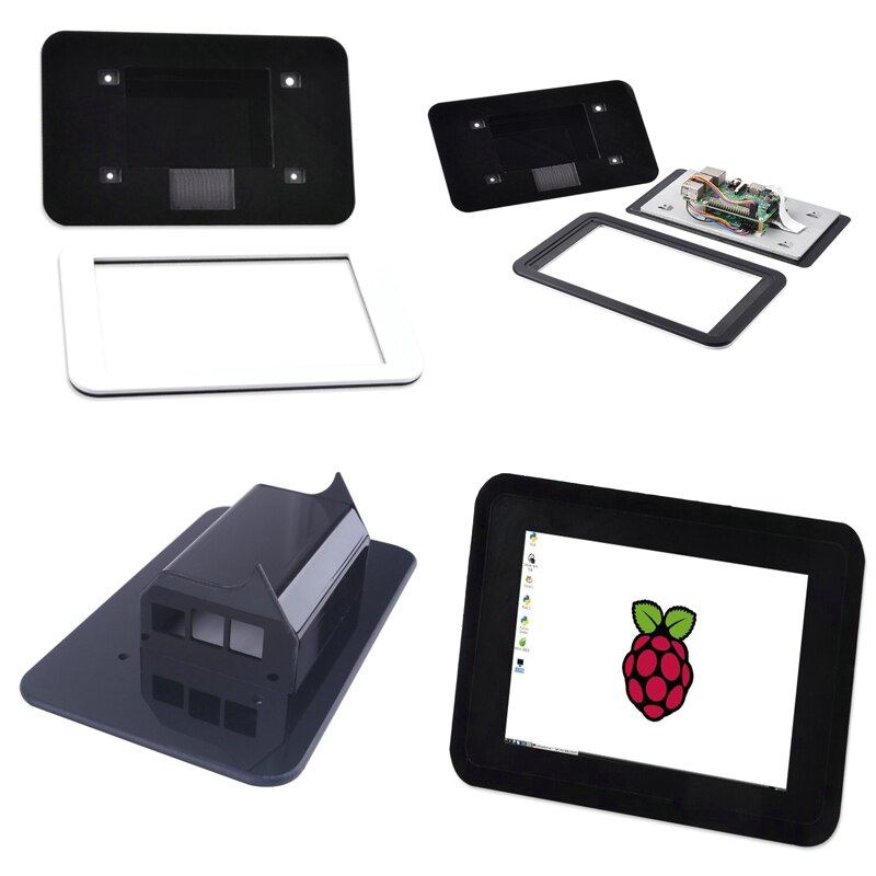 Raspberry Pi Case - Acrylic Shell with Stand - For 7" Touchscreen Display - Compatible with RPI 3B/4B