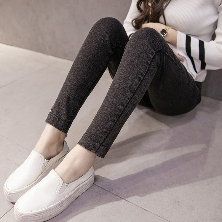 Mutterschaft Jeans Winter Dünne Hosen Caprihose für schwangere frauen Hohe taille Gamaschen schwangerschaft kleidung mutterschaft kleidung: dünn Schwarz / L
