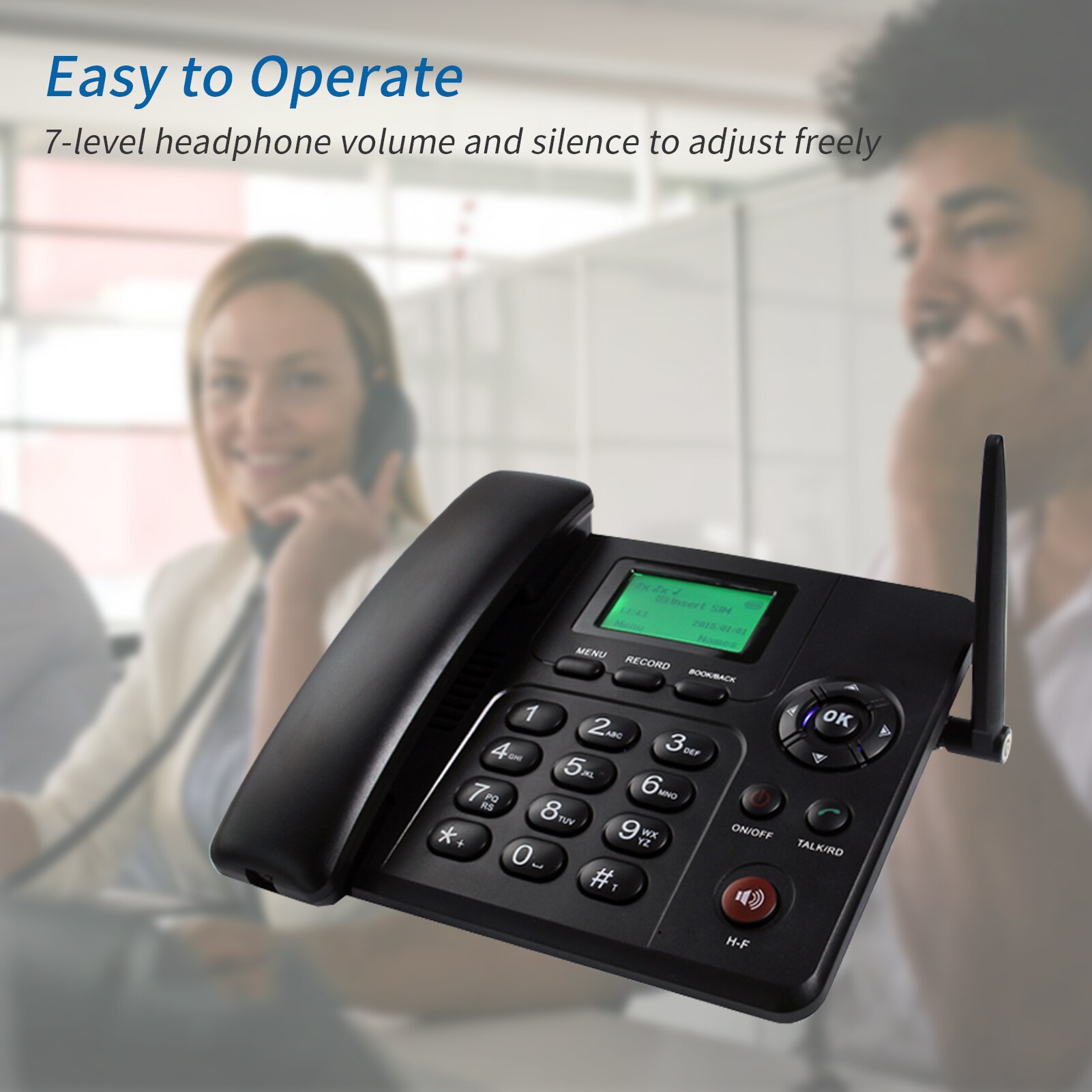 Vaste Draadloze Telefoon Desktop Telefoon Dual Sim-kaart 2G Draadloze Telefoon Met Antenne Radio Klok Sms Opname Functie Neer Voor thuis