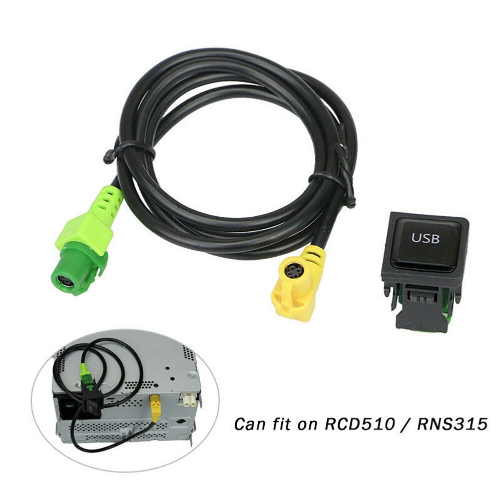 Car USB Port Switch Socket with Cable Auto Cable Aux for Volkswagen RCD510 RCD310 Golf / GTI / R MK5 MK6 Jetta 5KD035724