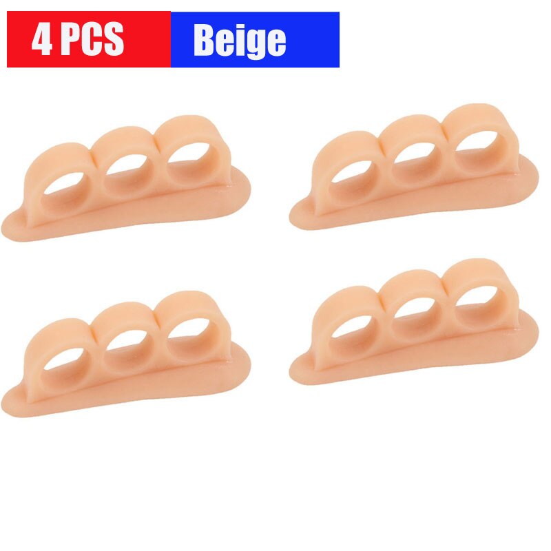 2Pair=4Pcs Gel Toe Separators, Toe Straightener for Men Women, Bunions, Hammer Toe, Overlapping Toe, Claw Toes, Reduce Foot Pain: Beige-2pair(4pcs)