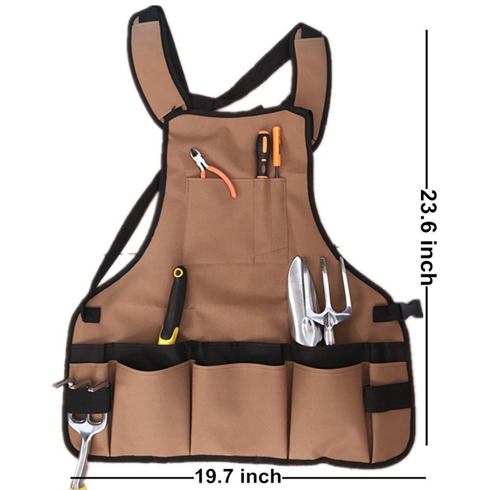 WINOMO Women Garden Apron Multipurpose Multi-Pockets Utility Durable Lightweight Apron for Workers Watering Garden Cleaner