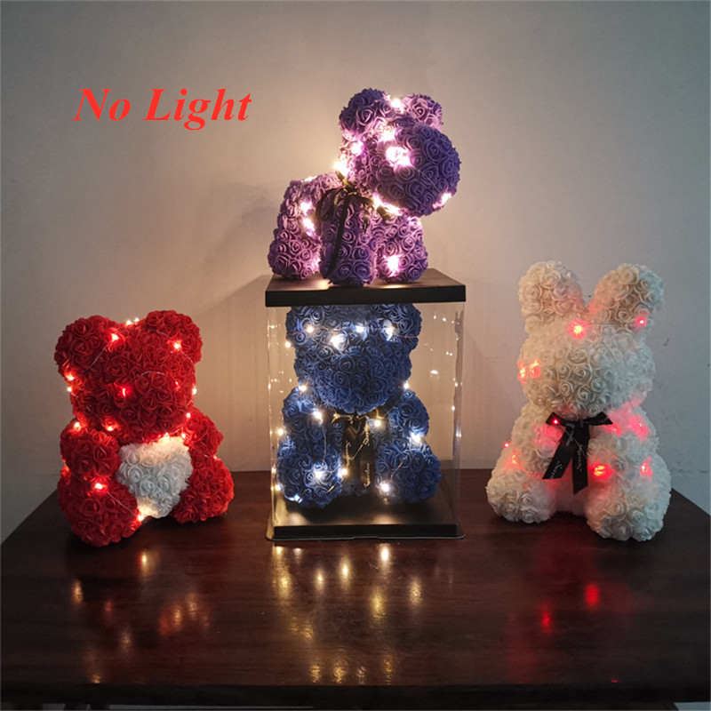 Hot 40 centimetri Artificiale della Rosa Cuore Teddy Bear Fatti A Mano Puzzel Orso di Rose Creatura Giocattoli Di Natale di Cerimonia Nuziale Delle Donne di San Valentino Regali