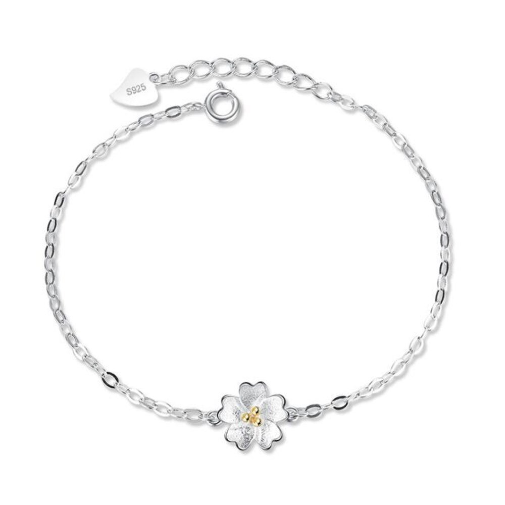 Nehzy  s925 stempel smykker kvinnearmbånd retro søt blomsterarmbånd lengde 19.5cm