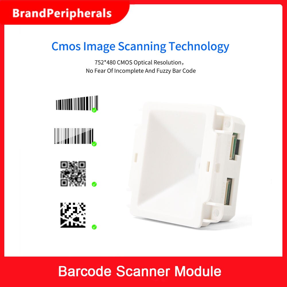 Embedded 1D 2D Barcode Scanner QR Bar Code Reader Module Scanner USB Connection for Gate Machine Tickets Checking Mobile Payment