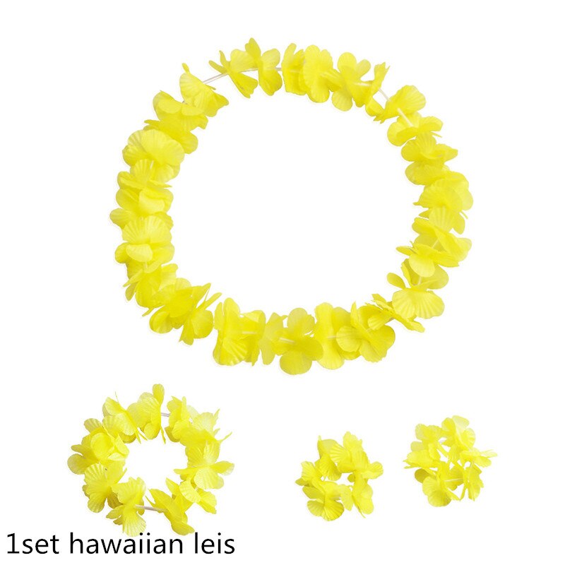 4-10pcs Hawaiian Party Artificial Flowers leis Garland Necklace DIY Dress Accessories Hawaii Beach Luau Summer Party Decor: F09