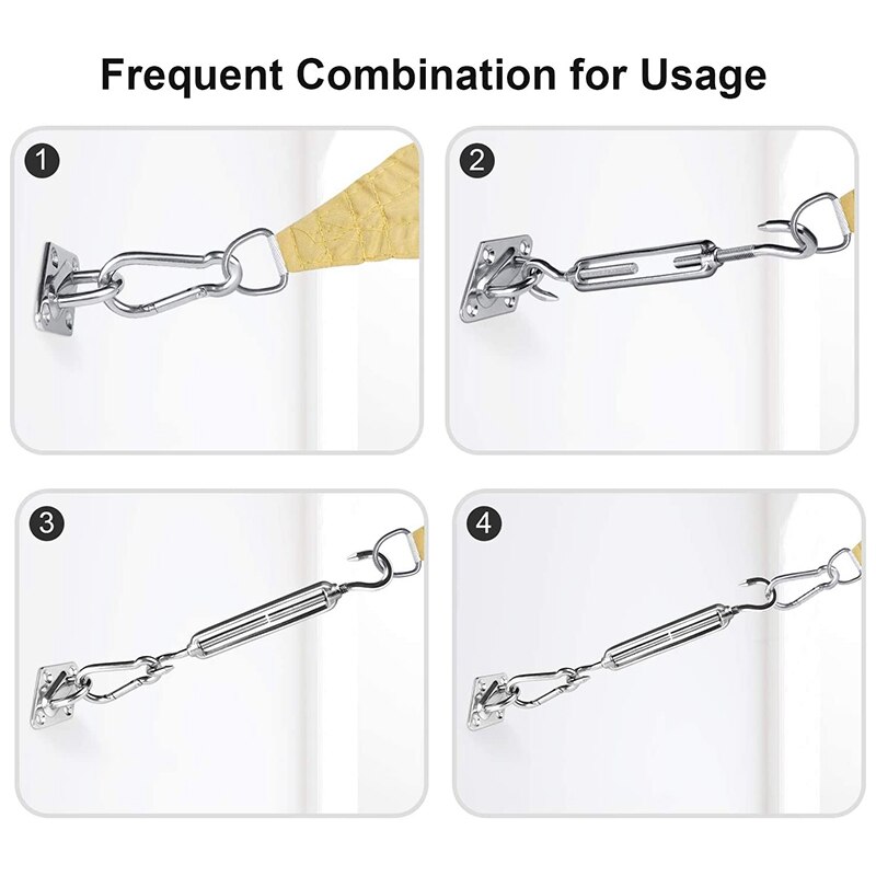 Shade Sail Hardware Kit for Rectangle/Triangle Sun Shade Sails M5 Mounting Hanging Installation Accessory