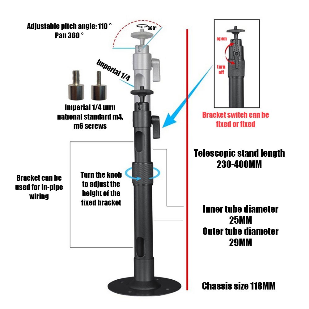 UNIC Universal 6mm Interface Adjustable Projector Ceiling Mount Stand Wall Projector Bracket Mount For DLP LCD Projector 5KG Max