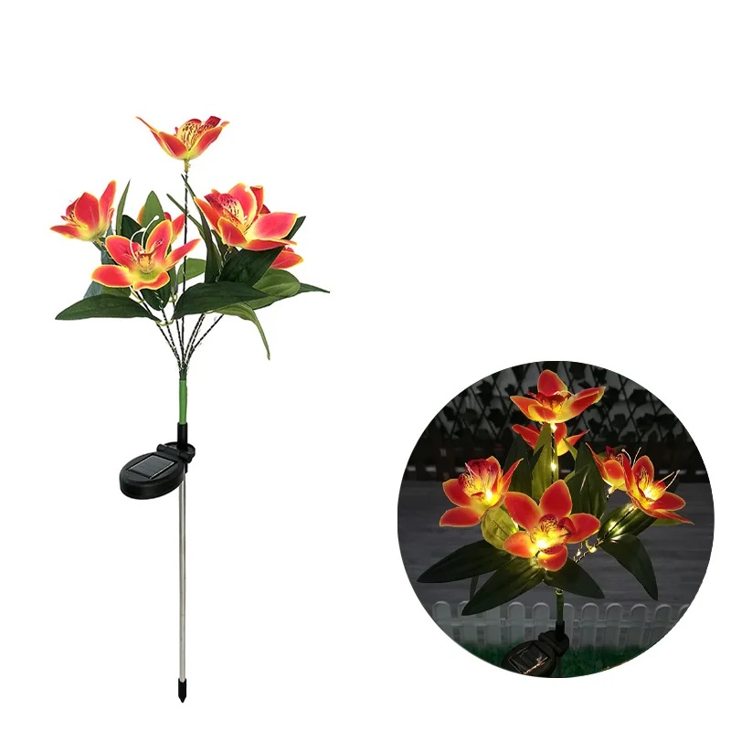 Utendørs solcelledrevne hagelamper 7 hoder solcelledrevne blomsterlamper til hage, plen, utendørs solcelledrevne hagelamper, stakelys: Blå
