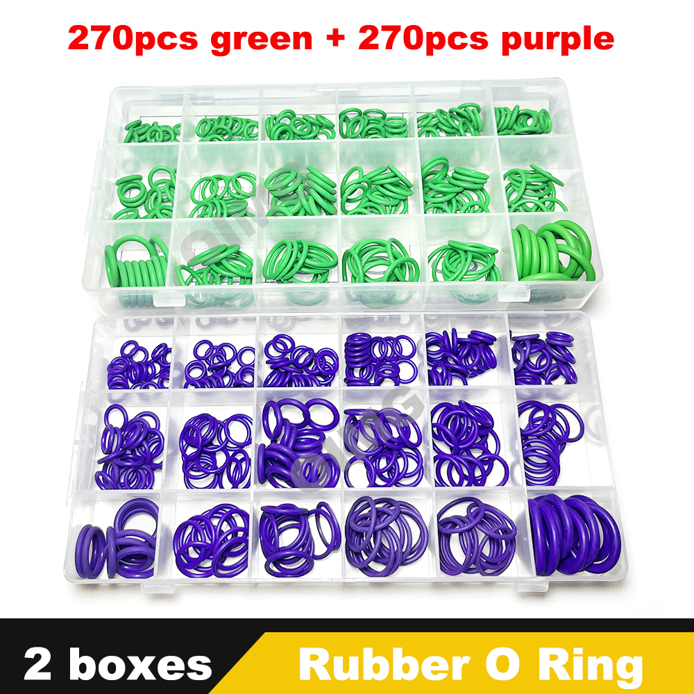 Car Air Conditioning O Ring Nitrile Rubber Sealing Gasket Washer Resist Oil and Heat for Compressor Automotive Repair O-ring kit: dark green