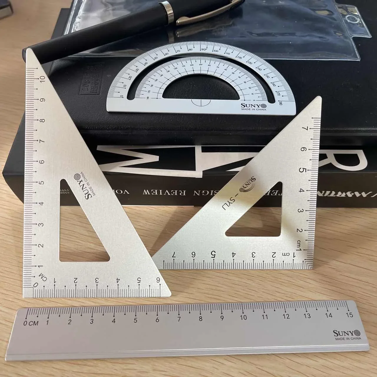 4 In 1 Metalen Liniaal Aluminium Hoekliniaal Gratractor Driehoek Liniaal Multifunctionele Meetinstrumenten Set Vierkante Goniometer