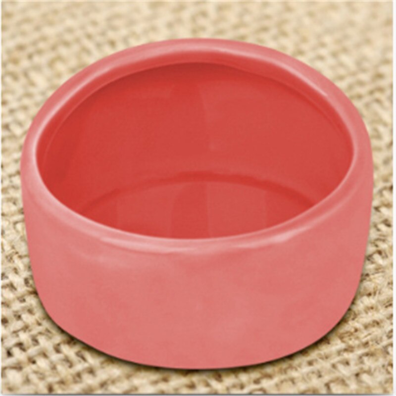 Cuenco de cerámica semidomo para mascotas pequeñas, para evitar que se vuele y se nutre en el lavabo del hámster, cuenco redondo de Chinchilla: Pink / L